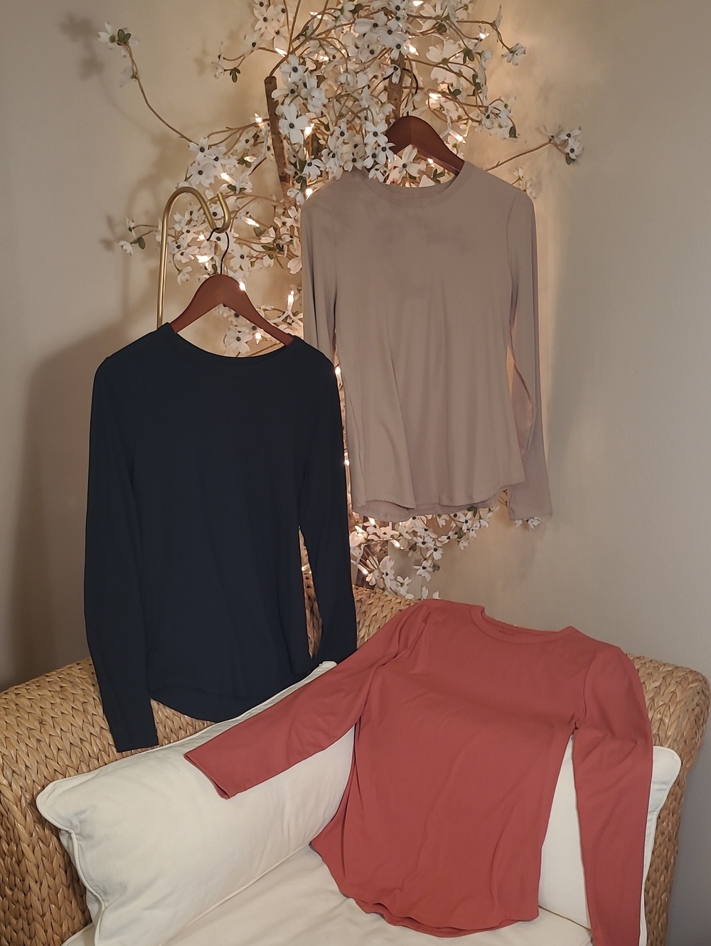 Bundle Of Stretch Ribbed Knit Long Sleeve Pullover Tops
